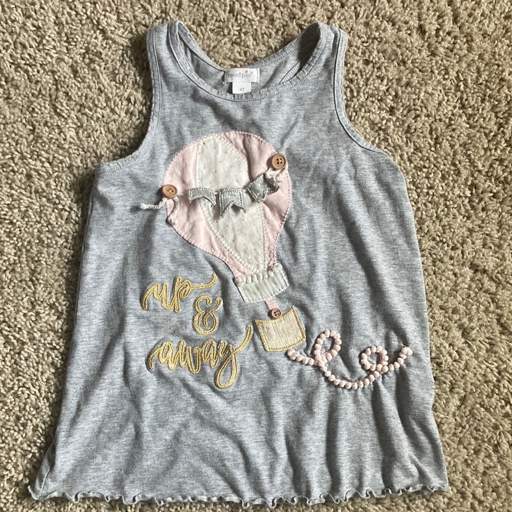 4T Mudpie Up & Away Hot Air Balloon Girls Summer Tank Top